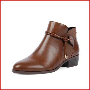 Low Heel Chunky Ankle Booties Round Toe Side Zipper Faux Leather Boots